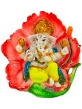 Beautiful n Colorful Fiber Small Ganesh Statue - 4" # 20